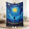 Soft Breathable Fleece Blanket Van Gogh Starry Night Print All Season Cozy for Bed Couch Machine Washable