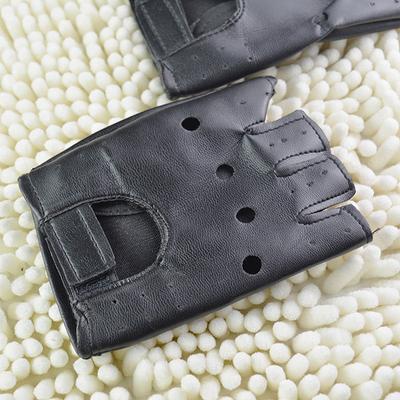 Lederhandschuhe schwarz fingerlos Fahrmode Herren Damen Halbfingerhandschuhe neu