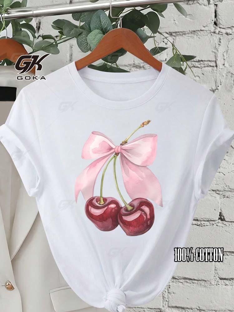 

Fashion fruits cute Print Women T-Shirt Short Sleeve Crew Neck Casual Tops for Summer Spring Women s Clothing Tops Tees 4XL