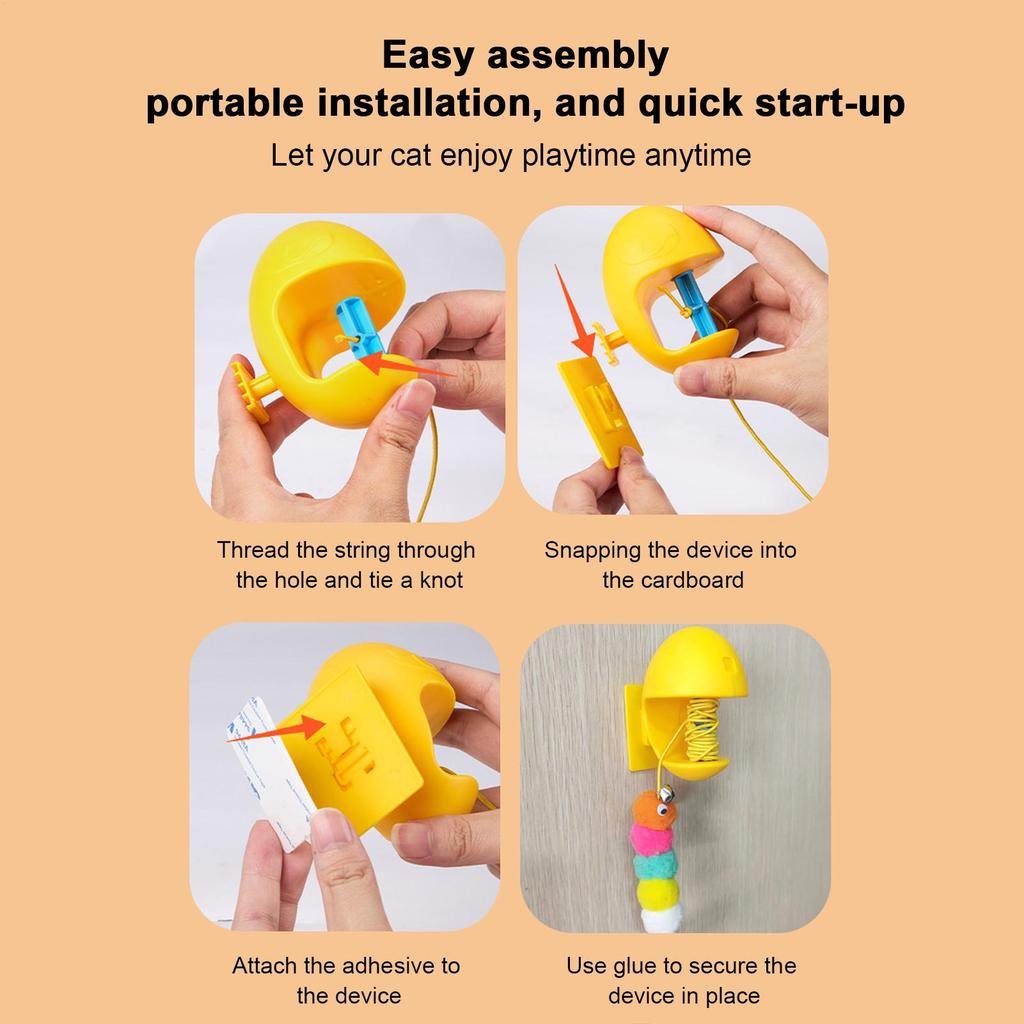 Interactive Cat Toy Bite-Resistant Animals Companion Indoor Kitten Interactive Toy Retractable For Bedroom Study Room Cabinet