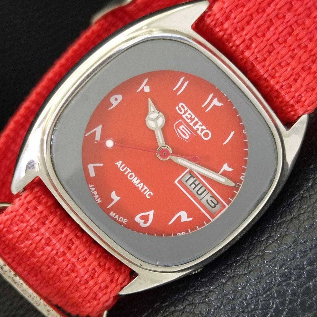 

SEIKO 5 AUTOMATIC VINTAGE 6309A JAPAN MENS ARABIC RED COLOR DIAL WATCH a702531-1 R126-a702531