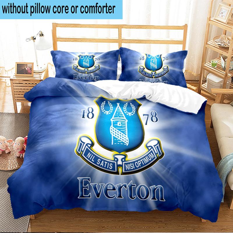 Football Club Everton 3PCS Print Bedding Set, Includes A Duvet Cover and Two Pillowcases for Bedroom, Dormitory, Suitable for All Seasons