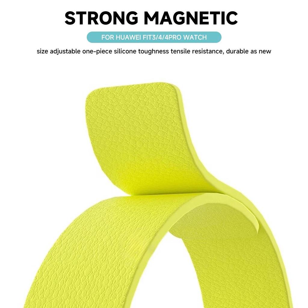 Lychee-patterned Strap for Huawei watch fit 5 5pro  Magnetic silicone loop Band for Huawei watch fit 3 4 4Pro sport Bracelet