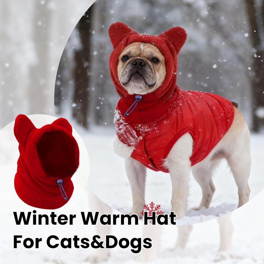 Adjustable Dog Head Cover Fleece Dog Ear Hoodie Soft Pet Headgear Outfit For Cats