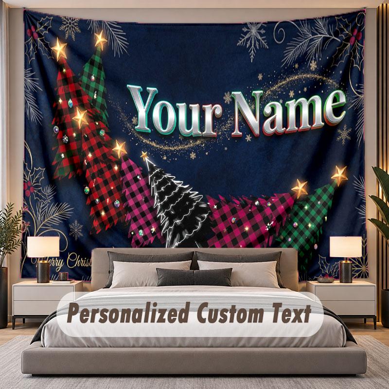 Natal (329) Tema Tapeçaria Personalizada Nome Personalizado Texto Pendurado na Parede Tapeçaria Decoração de Fundo para Casa