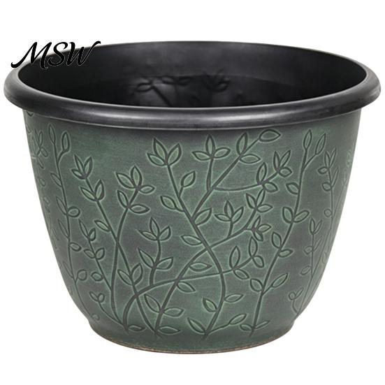 Stable Heavy Duty Plant Pots 12 Inch Thickened Flower for Outdoor Indoor, Plastic Leaf-Pattern Texture Large Planters Planter with Drainage