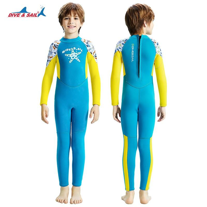 Kids 2.5mm Neoprene Wetsuit Diving Snorkeling Surfing Warm Fullsuit Long Sleeve Boys Winter Fall