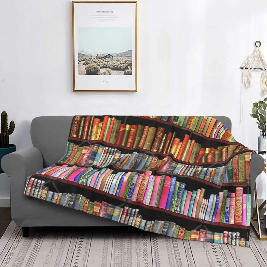 Book Printing Flannel Blanket Library Pattern Blanket Sofa Bedroom Nap Blanket Production Source
