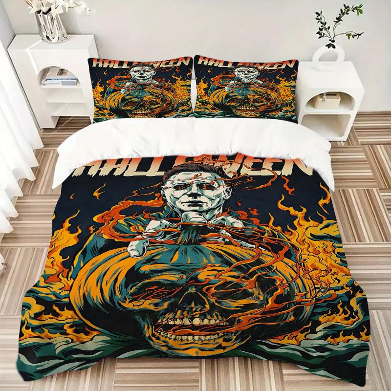 3pcs Halloween Horror Printed Bedding Set, Soft and Comfortable Quilt Cover for Bedroom, Guest Room .H045