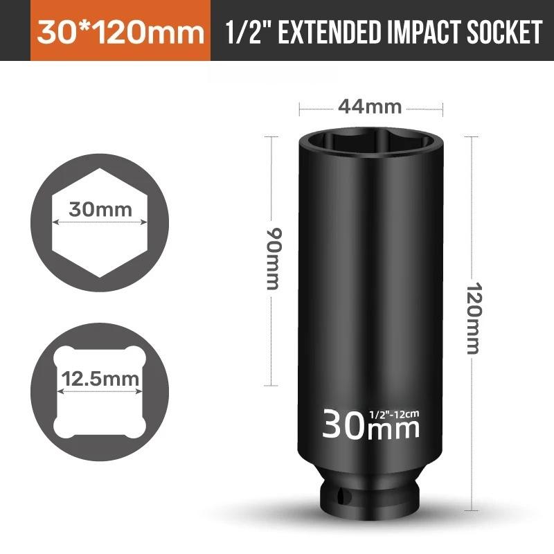 Electric Wrench Socket Connecting Rod Suitable for Hi-Spec 1/2" Extra Long Drive Impact Socket Pneumatic Sleeve Extension Rod
