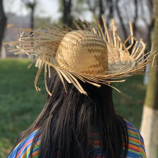 Straw Hat Summer Sun Protection Wide Brim Hand Woven Lightweight Breathable Design Beach Hat Headwear