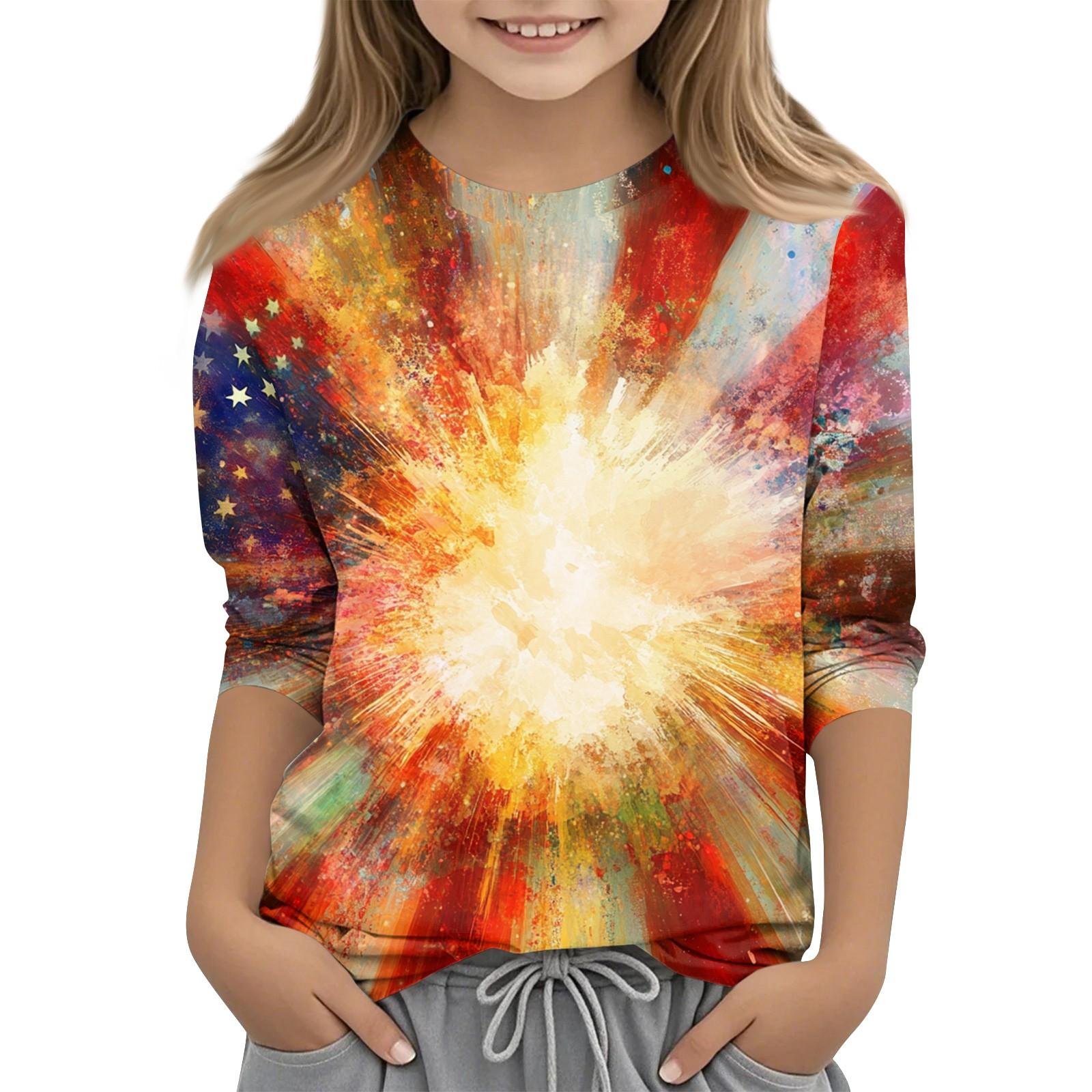 

Children s Fashion Printed Round Neck Three-quarter Sleeve Top Casual T-shirt 110 жовтий