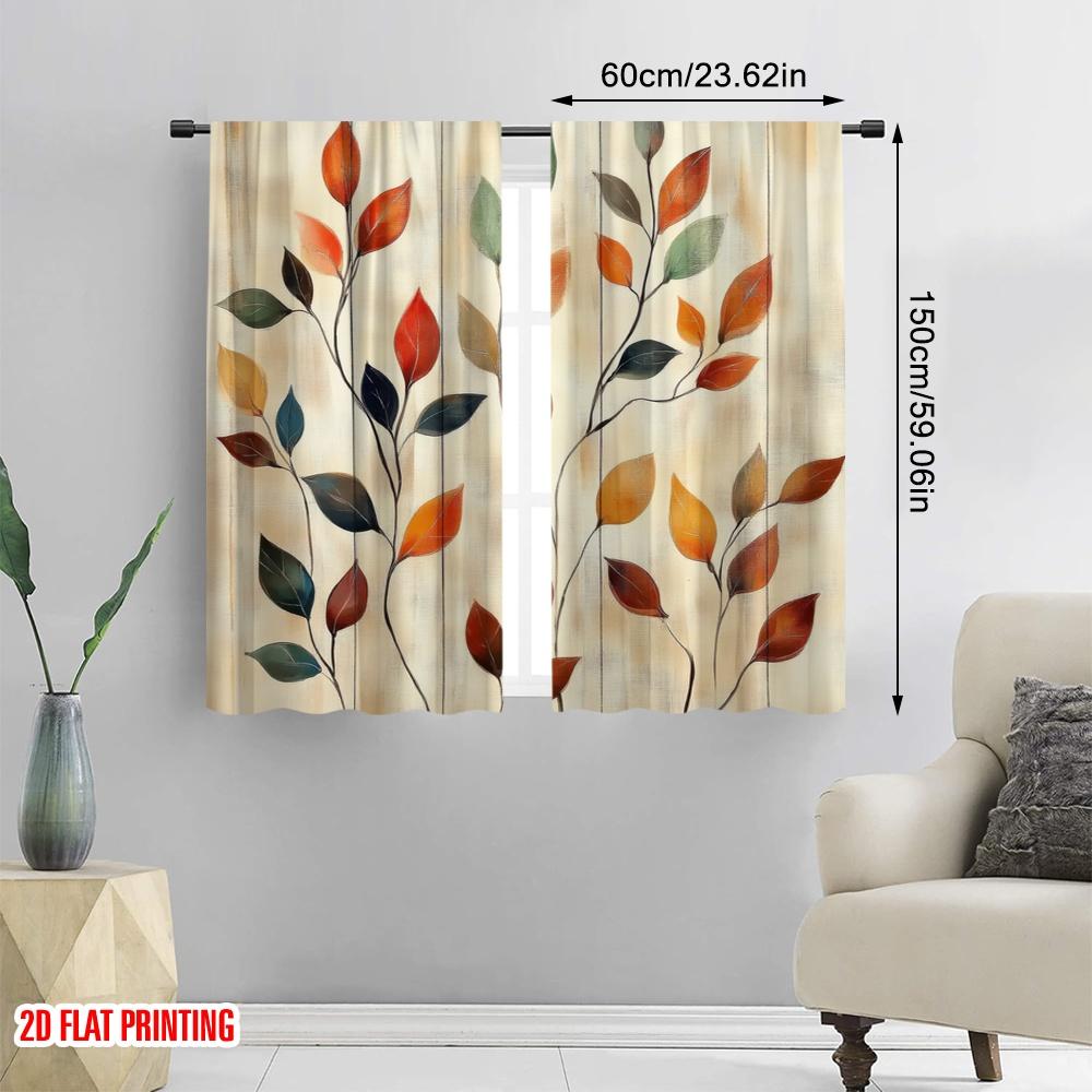 2 Stück, 2D-Flachdruck Beliebte Vorhangpaneele Herbstblätter Leinwand Langlebiges Polyester (ohne Stange) Alle Jahreszeiten für Wohnzimmer,