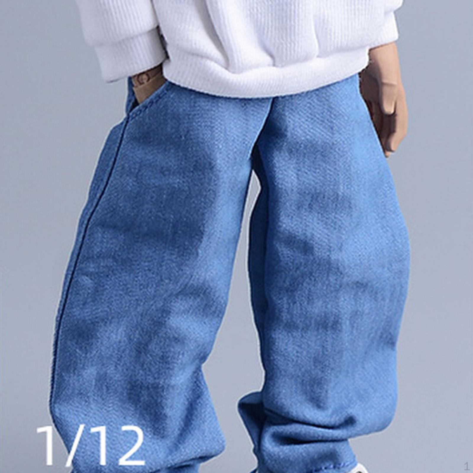 

1/ Figures Jeans 6 inch Male Figure Trousers Model Dress up Costume DIY Doll Decor Fashionable синій
