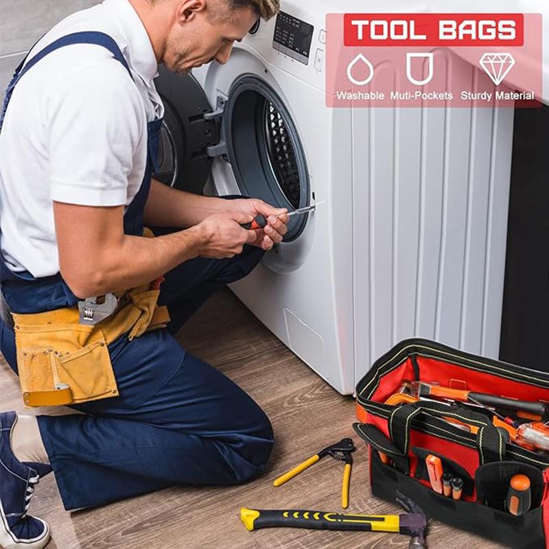 Multifunktions-Werkzeugkasten Oxford-Stoff Wasser Elektriker Arbeitswerkzeugtasche Mehrere Taschen Sturzsichere Aufbewahrungstasche für Heimwerker, Zimmermann