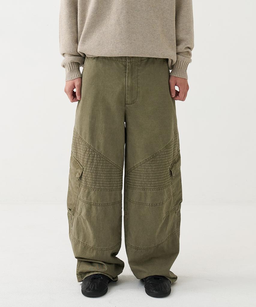 KNOUUN Washed Biker Cargo Pants (Olive)
