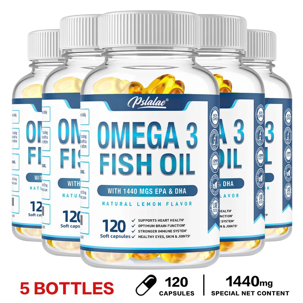 Triple-strength Omega-3 Fish Oil Capsules, Wild-caught EPA and DHA, Omega-3 Fatty Acids, Suitable for Adults.