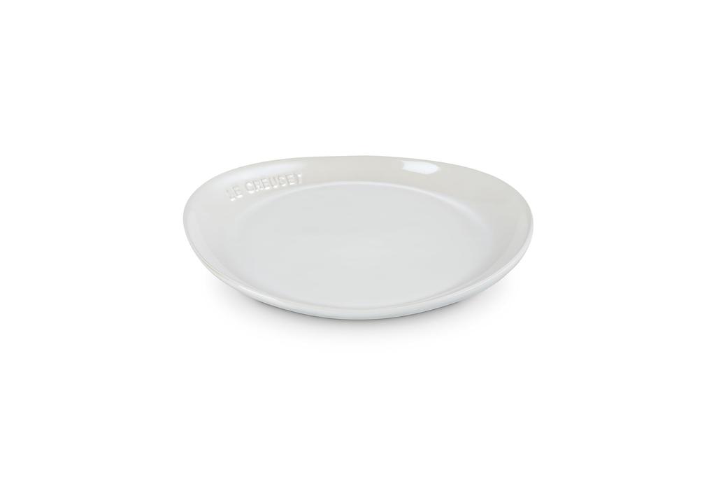 Le Creuset Flora Plate, 24 cm, White Lustre, Heat and Cold Resistant, Microwave and Oven Safe, Oven Dish, Bakeware [Official Japanese Product]