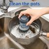 Set of 2 Dish Brush with Soap Dispenser, Kitchen Dish Scrubbers Set with Draining Tray for Washing Dishes/Pots