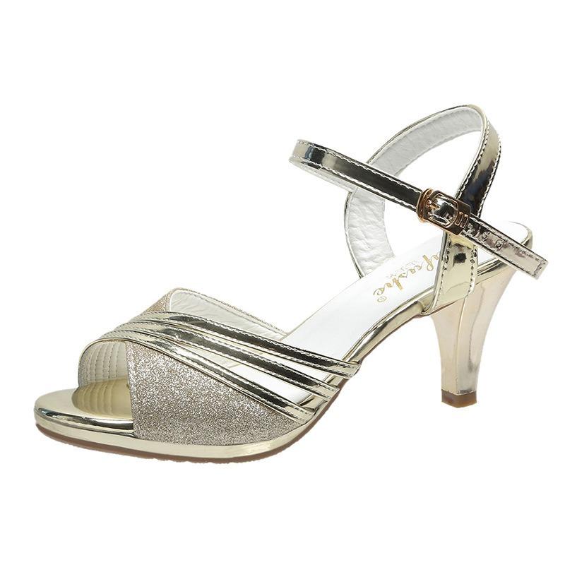 Summer New Korean Style Women's Stiletto High Heel Sandals Sexy One Buckle Peep Toe Sandals