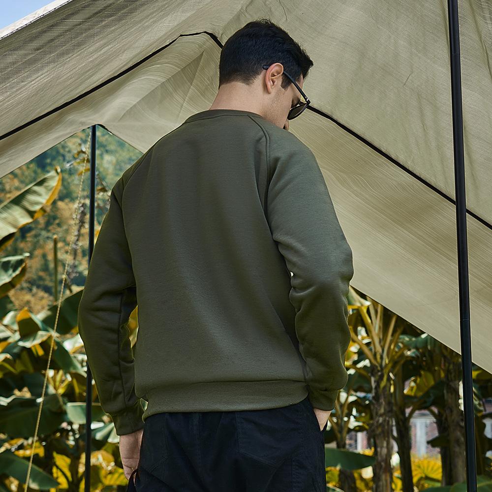 Sweatshirt Men Retro Style Trend Solid Colour Insert Colour Round Neck Sweater Spring and Autumn Long-sleeved Pullover Shirt