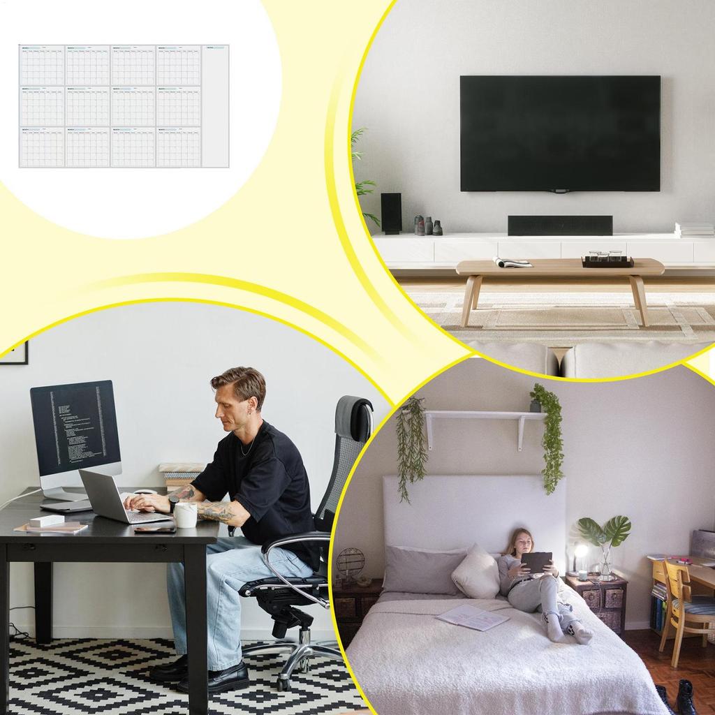 Abwischbarer leerer Jahreswandkalender-Poster Abwischbarer 12-Monats-Terminplaner Leerer undatierter Jahreskalender Übergröße Undatiert