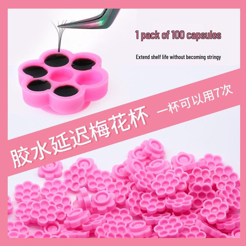 Dual-Use Plum Blossom Cup: Eyelash Extension & Glue Applicator Tool Plum Blossom Cup розовый