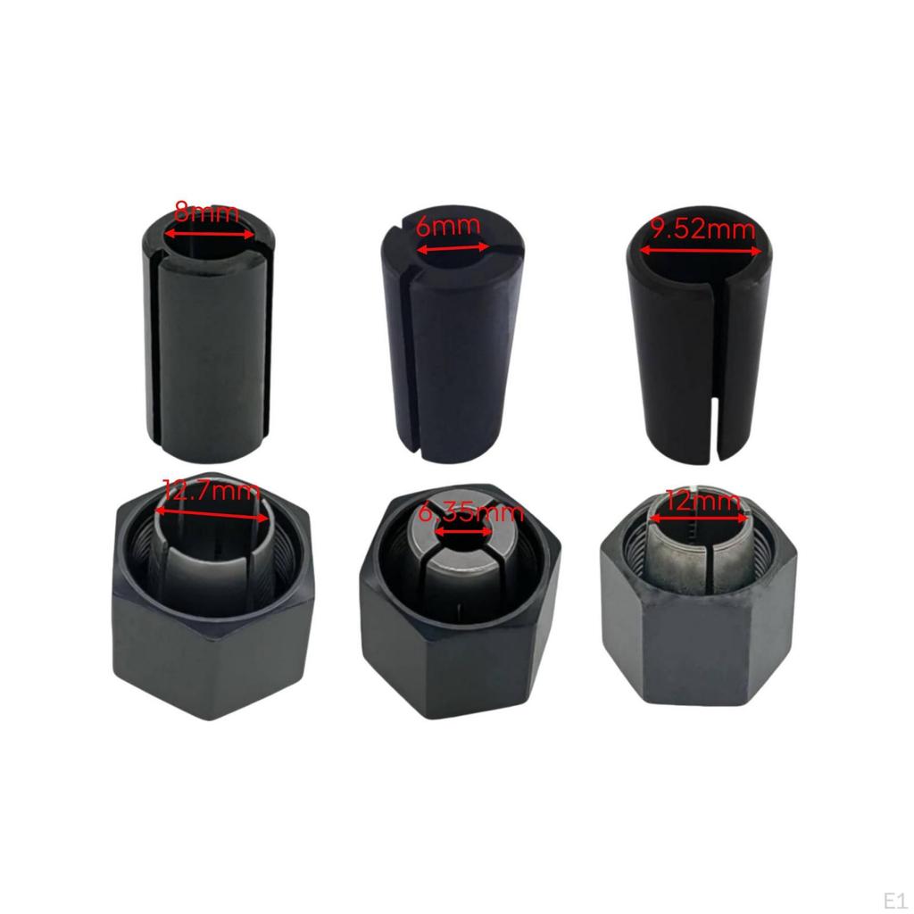 6 Pieces Collet Nut Set Hexagonal Slotted Cylindrical Threaded Hex