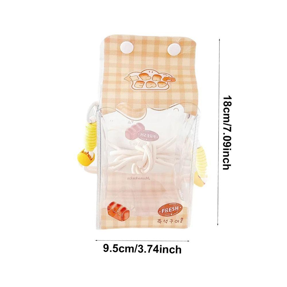 Cute Milk Doll Display Bag Transparent With Lanyard Doll Carrying Case Cartoon Zipper Storage Bag Doll Bag Decoration