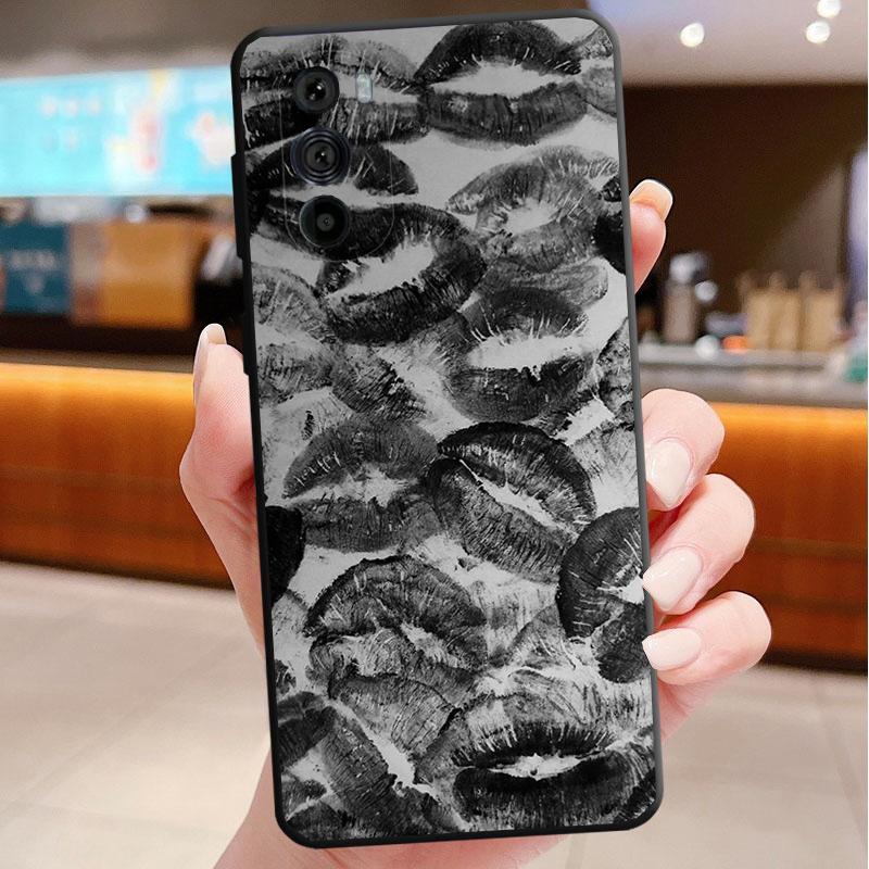 Black Red Lips Kiss Phone Case For Motorola Edge 60 50 40 Pro 60 50 40 30 Ultra Neo Fusion Moto G Play G Stylus G Carcasas