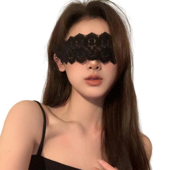 Lace BDSM Blindfold with Sheer Mesh Adjustable Sensory Deprivation Mask for Couples' Roleplay Soft Breathable Discreet Adult Toy for Intimate Foreplay