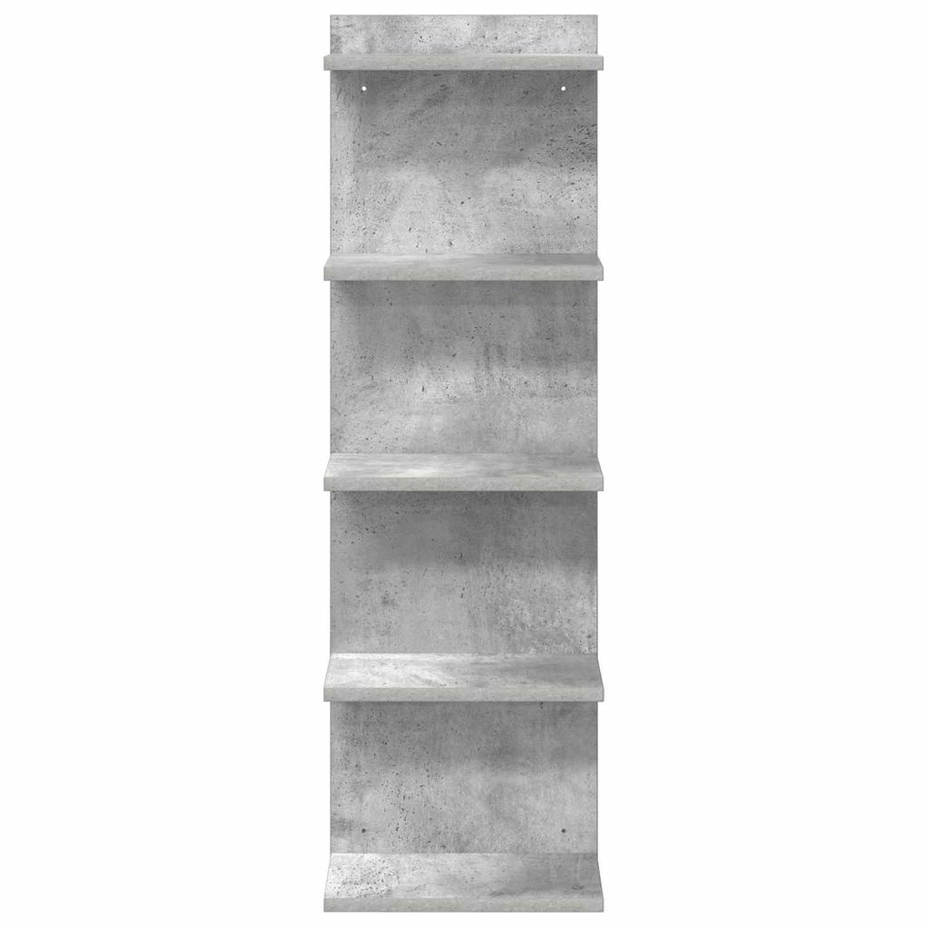 Wall Shelf Concrete Grey 30 X 15 X 100 Cm Engineered Wood