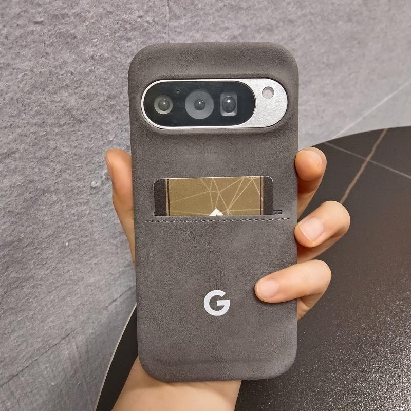 

Simple Retro Business Texture Sheepskin PC Card Slot Case For Google Pixel 10 9 Pro XL 8 A Pro Half-pack Anti-Drop Protect Cover Google Pixel 9 Pro