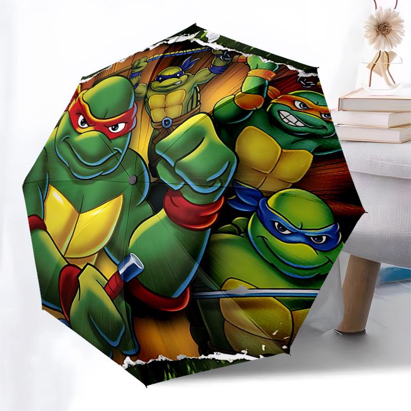 1pc Turtles Automatic Umbrella | Portable Foldable 8-Rib Manual Open, Cute Halloween & Christmas Gift for Outdoor, Casual Accessory, Durable Canopy yy