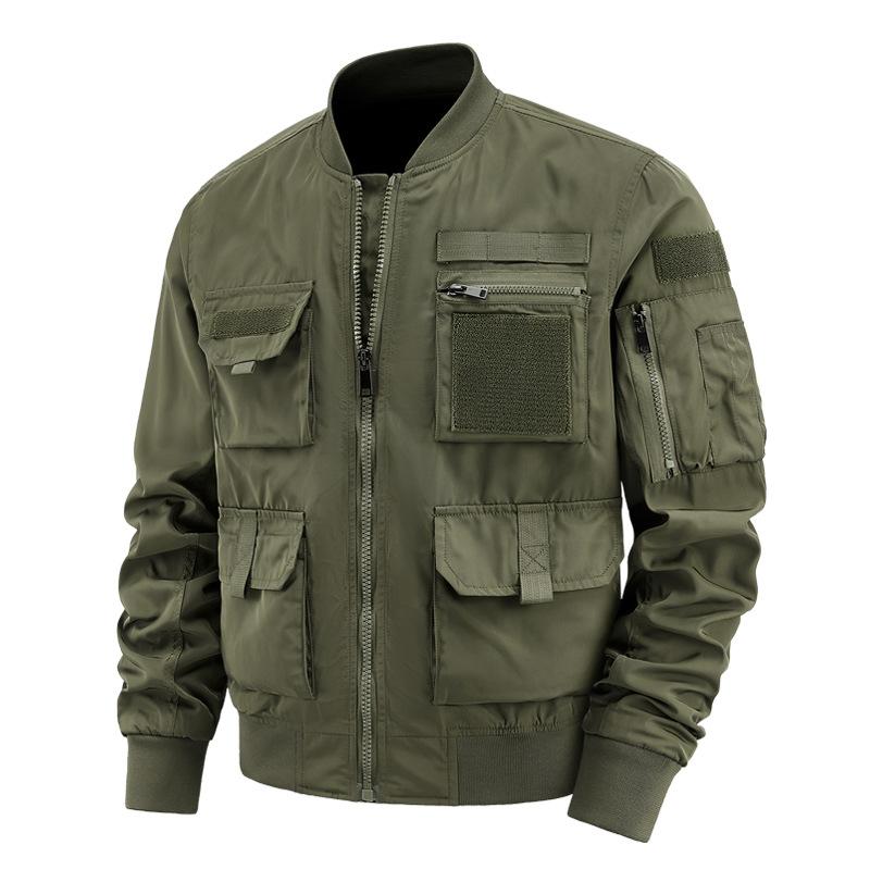 

Spring Autumn Men s Jacket Solid Color Zipper Fashion Simple Casual Mening s Clothing M зелений