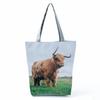Highland Cow Print Single Shoulder Tote Bag - Large Capacity, Fashionable Zipper Handbag