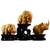 1PC Manual Wood Carving Wooden Product Rhino Hippo Elephant Room Home Decor Car Ornaments Decoration Sculptures & Figurines