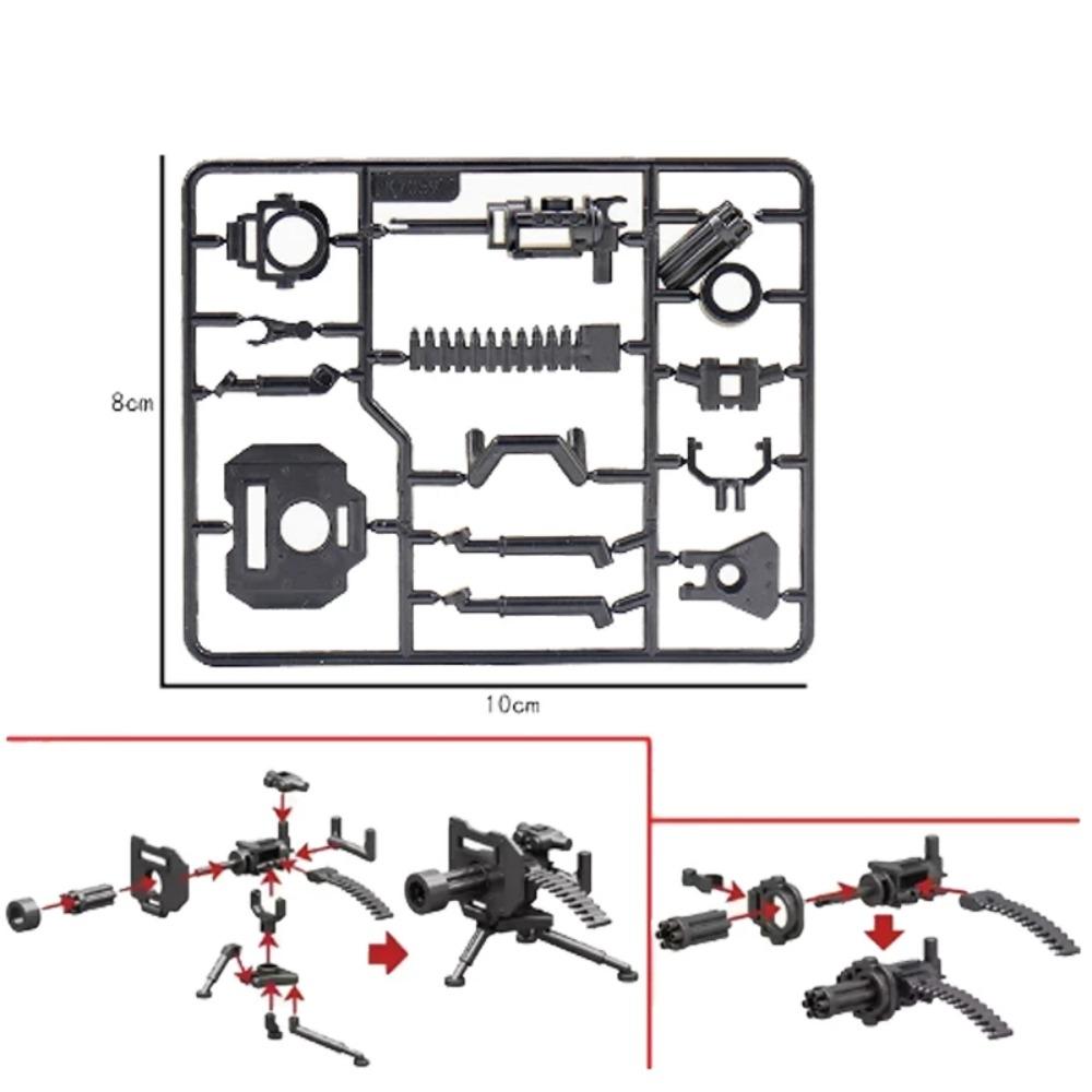 WW2 Military MOC Building Block Soldier Printed Weapon Case Rack Drone Bomb Disposal Mortar Gatling Maxine Gun DIY Toy Gift K046