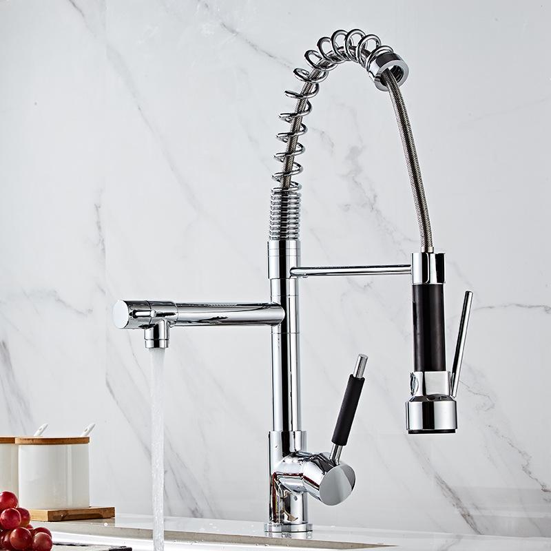 Tuqiu Pull out Kitchen faucet Rose Gold kitchen sink Mixer tap kitchen faucet vanity water tap Rotating faucet sink faucet