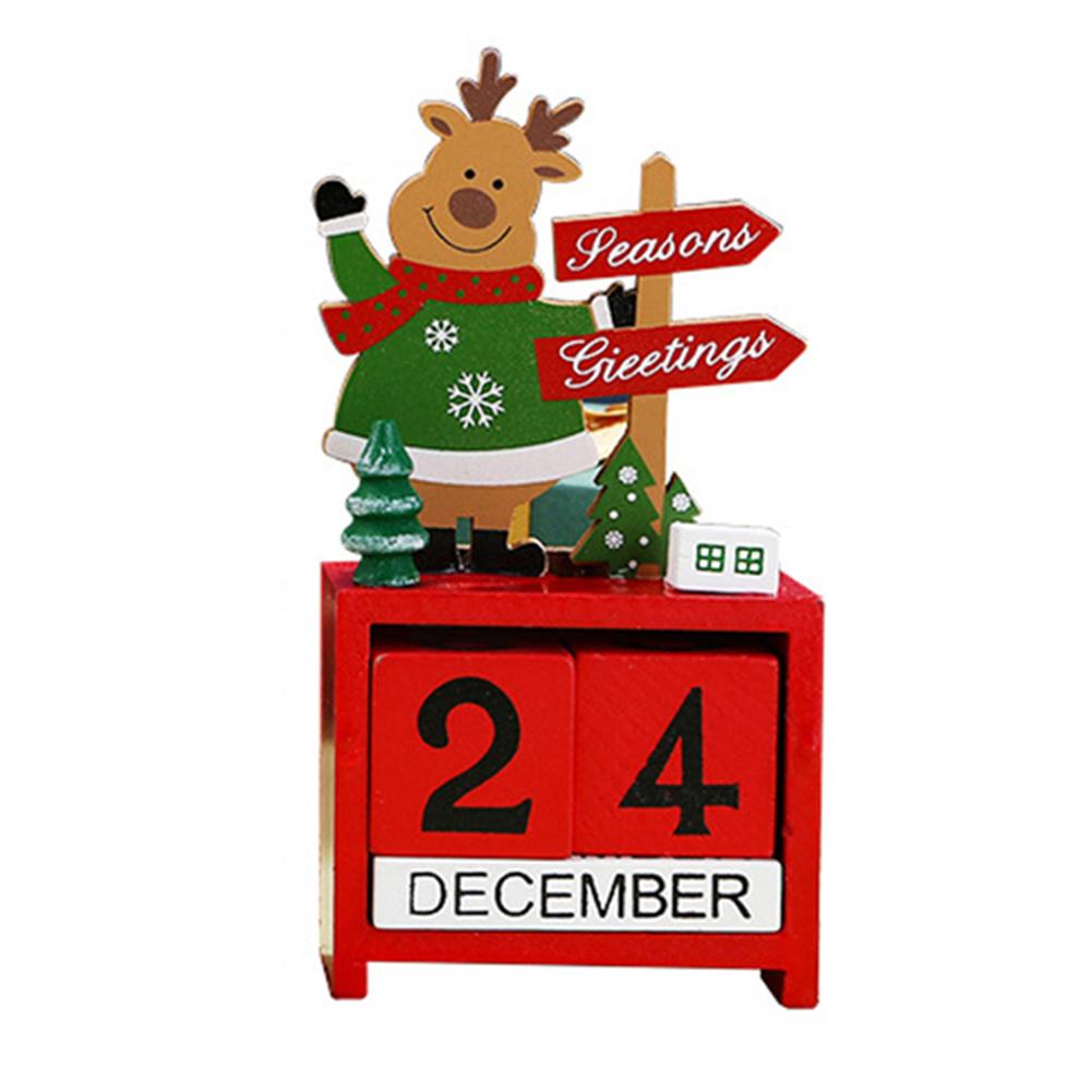 1pc Christmas Advent Countdown Calendar Desk Decoration Wooden Calendar Ornament Christmas Present