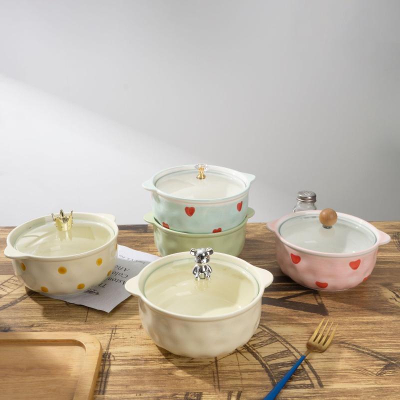 Ru Han Ceramic Instant Noodle Bowl with Lid