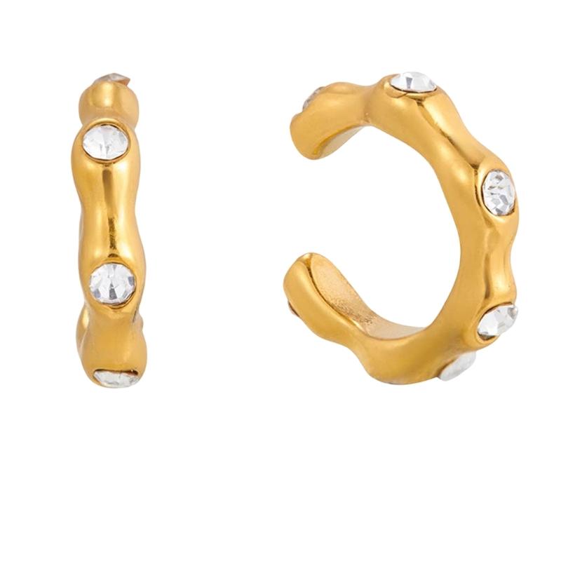 Элегантный изогнутый кафф для хряща уха без прокола, из нержавеющей стали с циркониевым камнем