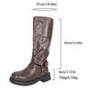 Fashion Chunky Platform Biker Boots for Women 2025 Autumn Winter Knee High Boots Woman Fashion Belt Buckle PU Leather Long Botas Mujer