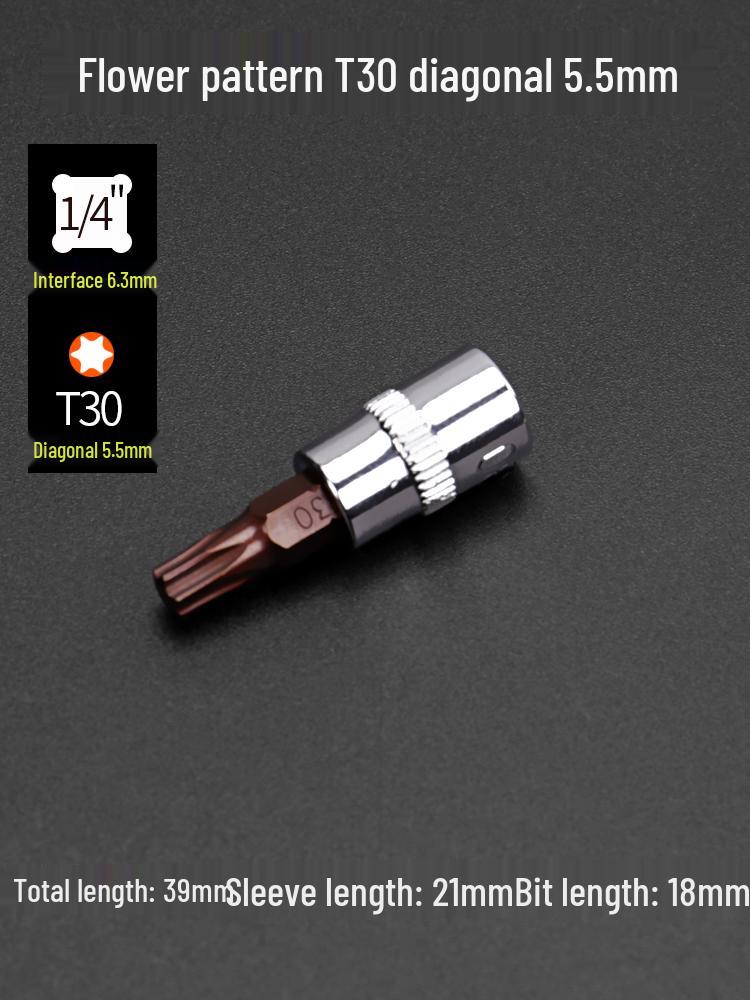 Compact Hex Torx Socket & Phillips Screwdriver Set, T30 Flower Bit