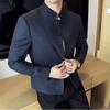 Autumn Winter Chinese Style Blazer Men Fashion Stand Collar  Slim Fit Suit Jacket