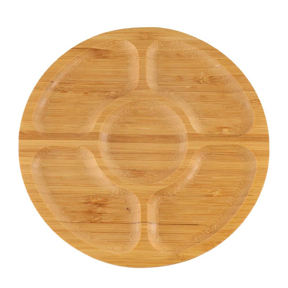 Farfurie rotunda pentru gustare din bambus 20/25/30 cm Plato cu fructe Tava cu mancare Tavi de servire impartite Hotel