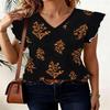 Color-Block Design, National Celebration, Surprise Gift, High-Quality Women's All-Over Print V-Neck Top