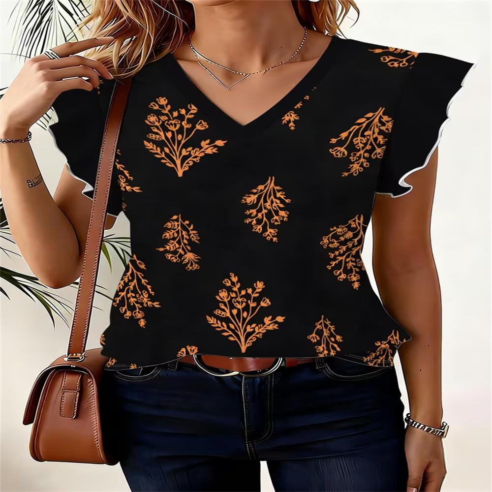 Color-Block Design, National Celebration, Surprise Gift, High-Quality Women's All-Over Print V-Neck Top
