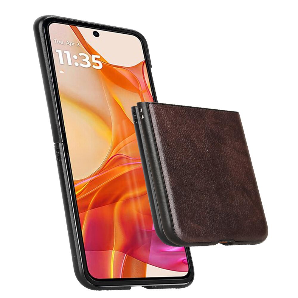 Für Motorola Razr 50 Ultra 5G Hülle Leder PC Handyhülle mit Litschi-Textur