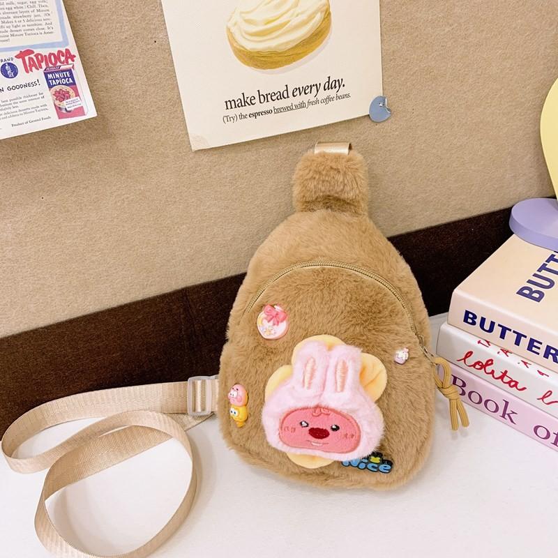 Plush Fashionable Melty Sling Bag For Children With Adorable Prints And Design Lightweight